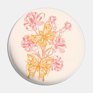 Summer Butterflies and Flowers Pin