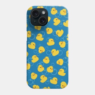 Yellow toy duck with bubbles pattern Phone Case