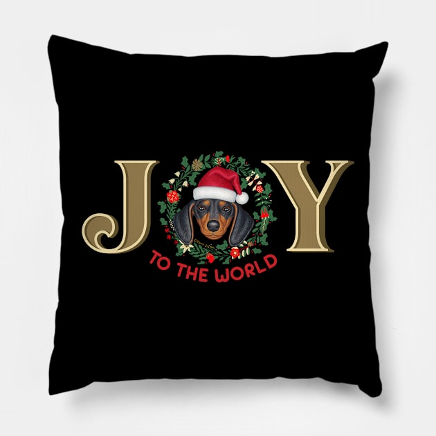 Dachshund Joy to the World Pillow by Danny Gordon Art