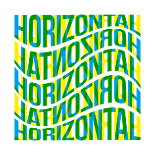 Horizontal Waves Typography (Blue Yellow Green) T-Shirt