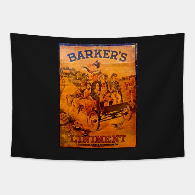 Vintage Ad Barkers Liniment Tapestry by Overthetopsm