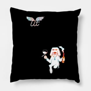 LitQ - Cute dog drinks wine on Valentine's Day anime art vibe Pillow