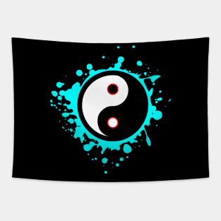 Yin and Yang Blue Splatter Tapestry