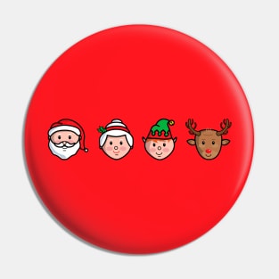 Santa Claus, Mrs. Claus, Buddy and Rudolph Pin