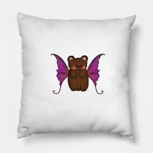 Fairy Teddy Bear with Purple, Pink and Orange Wings Pillow