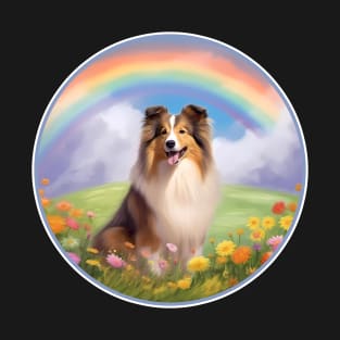 Sheltie Rainbow Bridge Cute Shetland Sheepdog Dog Memorial T-Shirt