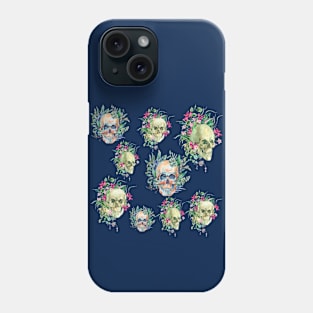 skulls and flowers Phone Case