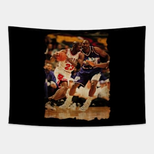 Michael Jordan vs Karl Malone Vintage Tapestry