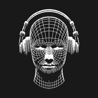 3d head with headphones design T-Shirt