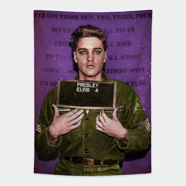 Discover The King's Army Enlistment Mugshot - Elvis Presley - Tapestry