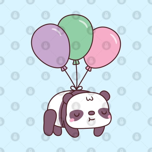 Cute Little Panda Flying With Balloons by rustydoodle