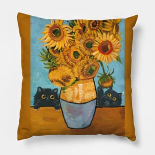 Playing With Sunflowers Pillow