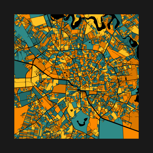 Bucharest Map Pattern in Orange & Teal by PatternMaps