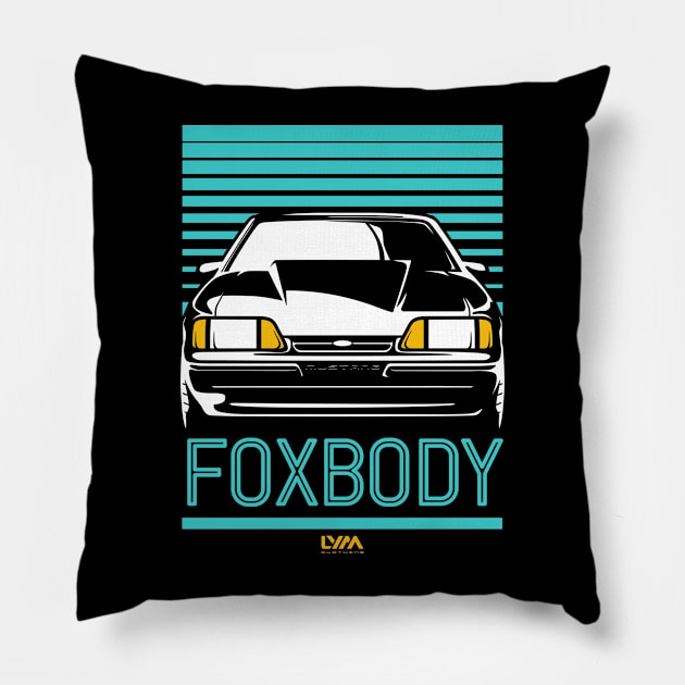 Foxbody Ford Mustang Notch Retro Pillow by LYM Clothing