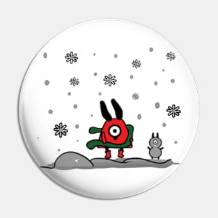 Puppy monster enjoy snow Pin