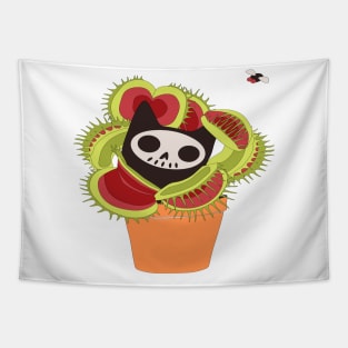 Death Cat and Venus Flytrap Tapestry