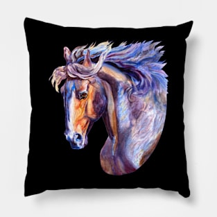 Horse Crazy Wild Colorful Equestrian Pillow