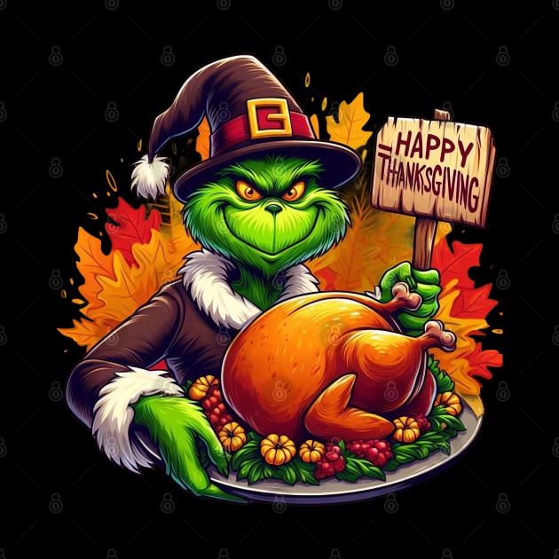 Giving Thanks Thanksgiving Grinch Thanksgiving 2023 by BukovskyART