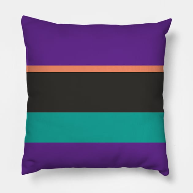 A fabulous consistency of Orange Pink, Big Foot Feet, Purple, Persian Green and Dark Charcoal stripes. Pillow by Sociable Stripes