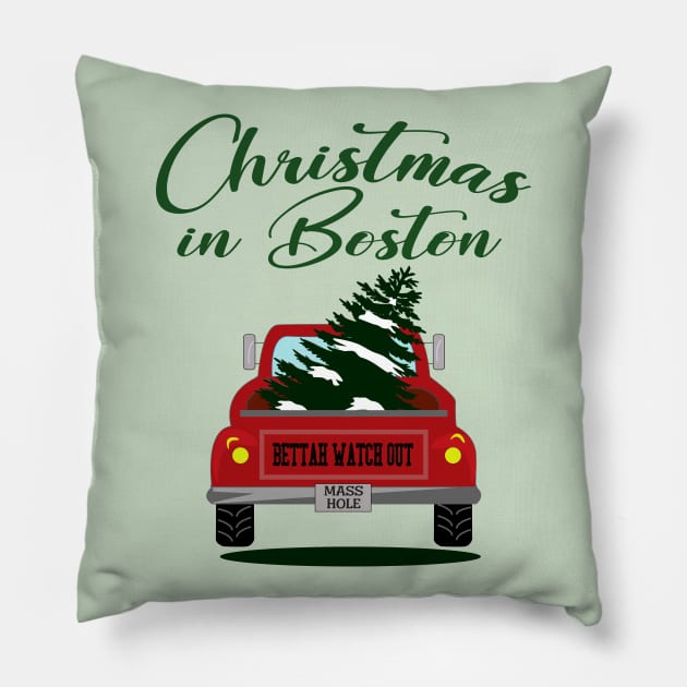 Christmas in Boston - Bettah Watch Out  - Mass Hole Pillow by Blended Designs