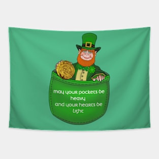 May your pockets be heavy and your heart be light: Pocket Leprechaun Tapestry