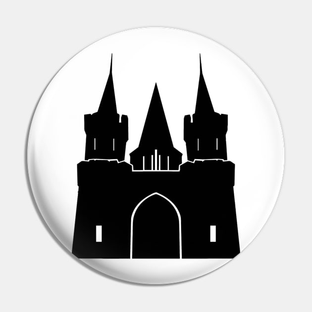 Black Castle Silhouette Icon Pin by AustralianMate