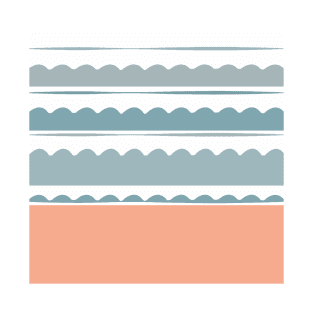 Stripes, orange, blue, white, minimal, line, minimalist, line-art, T-Shirt