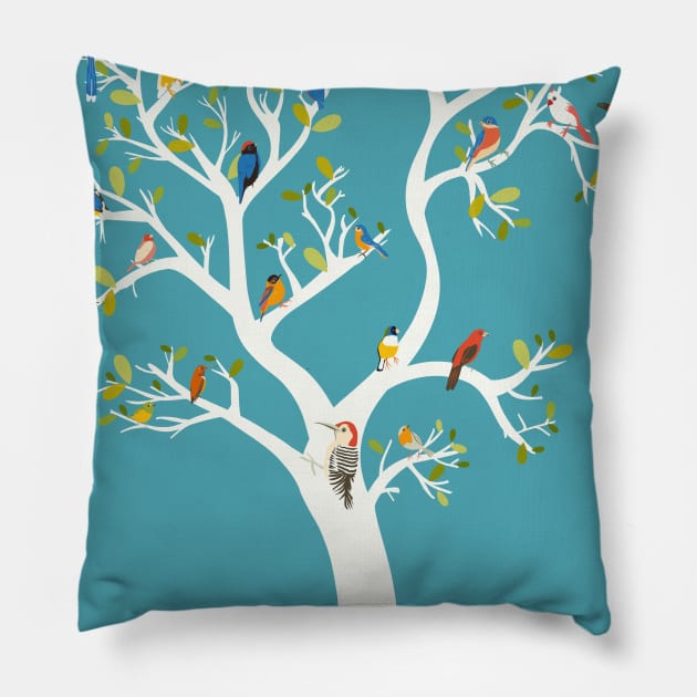 Tree with birds Pillow by Mimie20