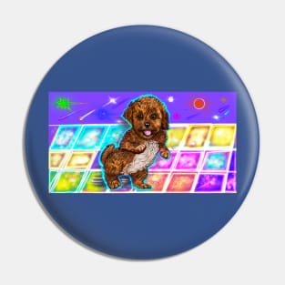 Cavapoo Cavoodle puppy laughing and disco dancing purple- cute cavalier king charles spaniel Pin