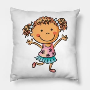 Charming Doll - Little Girl Illustration Pillow