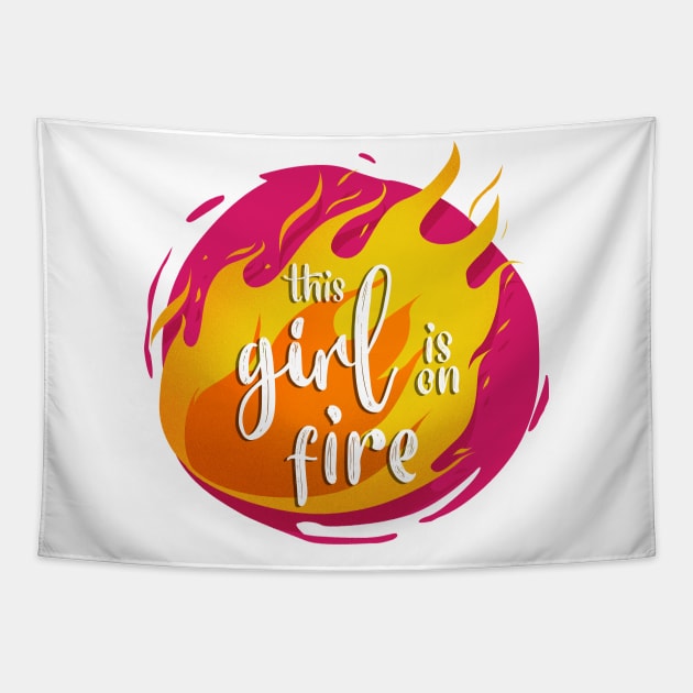 This Girl is On Fire Funny Hot Tapestry by PhantomDesign