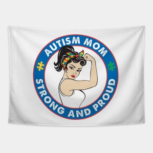 Autism Mom Gift Strong Proud Tapestry