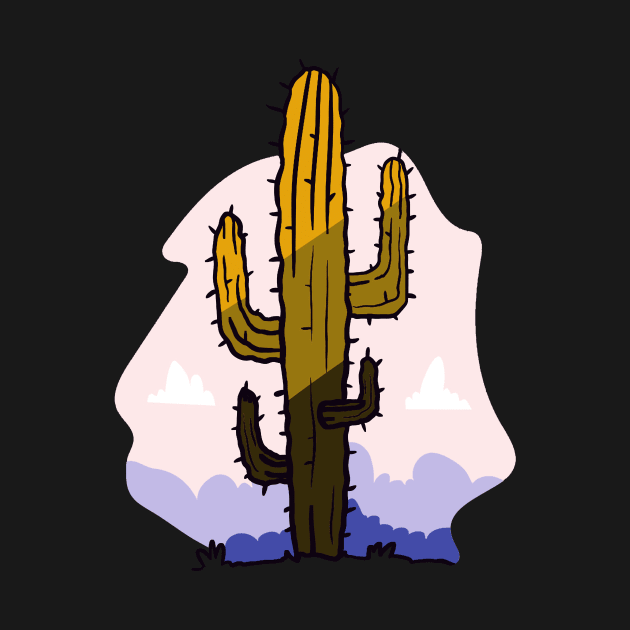 Cute Cactus in Desert Illustration Artwork by LazyMice