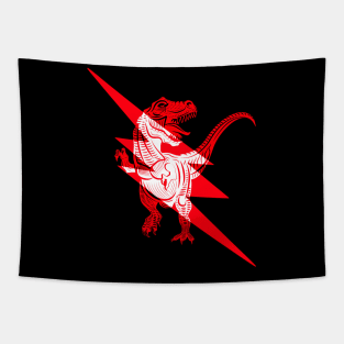 Lightning T-Rex Dinosaur Red Tapestry