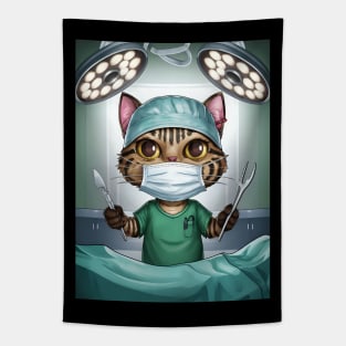 Cute cat as a surgeon Tapestry