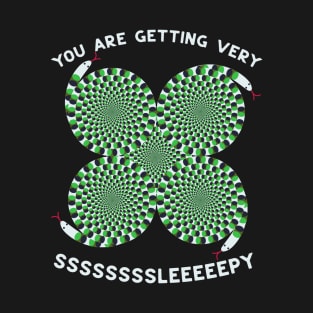 Optical Illusion Green Tree Snakes You Are Getting Very Sleepy Funny Hypnosis T-Shirt