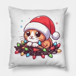 Cat Christmas Lights Pillow