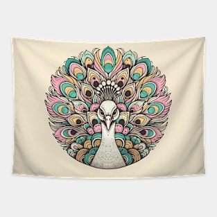 Pastel Majesty - Ornate Peacock Illustration Tapestry