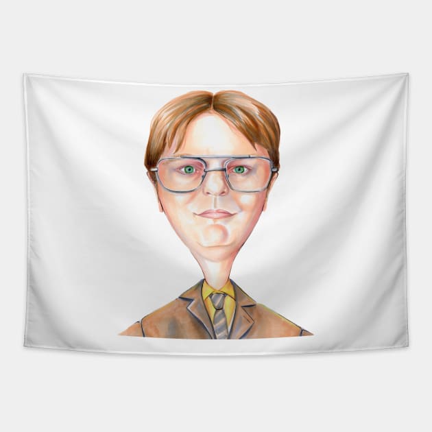 Dwight Schrute Portrait Tapestry by obillwon