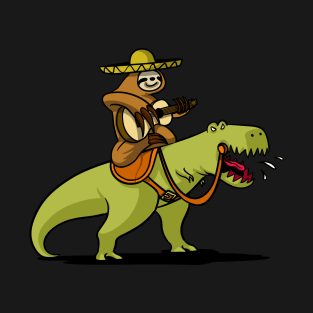 Mexican Sloth Riding T-Rex Dinosaur T-Shirt