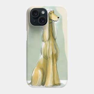 Cute abstract afghan hound watercolor design Phone Case