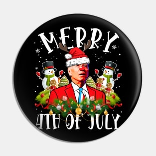 Funny Joe Biden Christmas Santa Hat Merry 4th Of July Pin