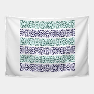 Blue ornamented pattern in stripes Tapestry