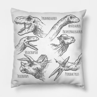 Dinosaurs Tyrannosaurus, Velociraptor, Triceratops, Pterodactyl. Pillow