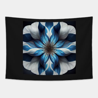 psychedelic flower, blue and white 03 Tapestry