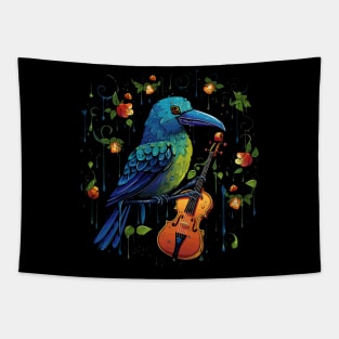 Umbrellabird Playing Violin Tapestry