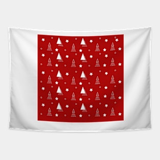 Red Christmas pattern elegant minimal tree Tapestry