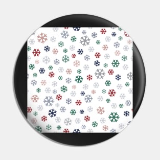 Winter pattern from colorful snowflakes on white Pin