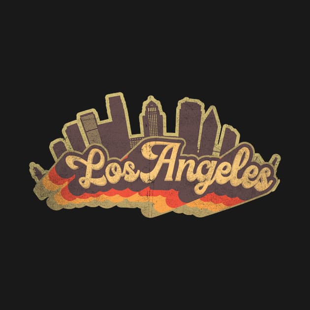 Los Angeles Skyline Vintage Retro T-Shirt Gift - Los Angeles California - Los Angeles Tourist Gift - Los Angeles Hometown T-Shirt T-Shirt by Happy as I travel