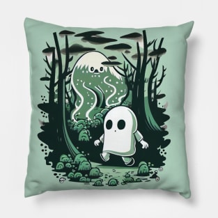 Woodsy Ghost Wandering Through the Forest Pillow